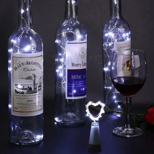Luzes de garrafa de vinho LED com cortiça, USB Recarregável sem bateria necessária, 2m (2m) de fio de cobre 20 luzes de cortiça LEDs Fairy Lights