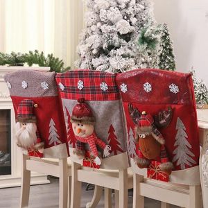 Stol täcker julomslag Santa Clau älg mat ryggstöd för Merry Party Home Supplie Kitchen Table Decoration