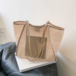 Grass woven bag, women's bag, fashionable beach bag, 2023 summer new high-capacity woven bag, simple and casual shoulder bag 240402