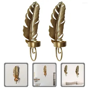 Titulares de vela 2 pcs suporte de suspensão de parede metal ferro forjado vintage candelabros de ouro