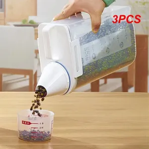 収納ボトル3PCSプラスチックシリアルディスカーボックスキッチンフードライスコンテナ素敵な小麦粉缶