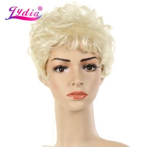 Wigs Lydia Synthetic Wigs For Women Short Curly 613# Curly 100% Kanekalon African American Blonde Wavy Wigs