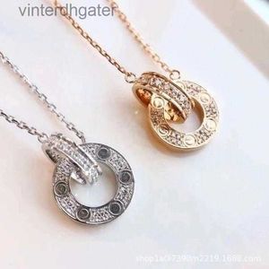 Top Luxury Fine 1to1 Original Designer Necklace for Women Carter Double Ring Pendant High Version Necklace Womens Light Luxury Fashion Pendant with Logo