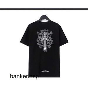 Classics Mens T Shirts Heart Ch High Quality Brand Letter Sanskrit Cross Pattern Sweater T-shirts Croix Classic Big Sword Heavy Industry Washed Style