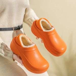 Slippers Women Waterproof Winter Warm Shoes Minimalist Faux Fur Lined Clogs Women Footwear