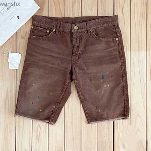 Dżinsy męskie Visvim 23SS Fluxus03 Nakamura Japan Casual Loose Splash Denim Shorts Męs