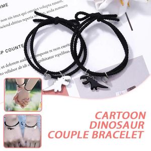 Charm Armbänder Cartoon Magnetische Niedliche Dinosaurier Anhänger Paar Armband Gegenseitig Attraktive Freundschaft Seil Geschenke Für Frauen Und Männer T4P4