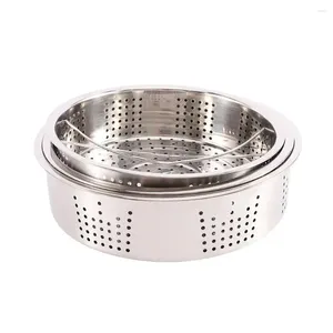 Doppie Caldaie S/M/L Dimsum Con Fori Utensile Da Cucina Compatibile Pentola In Acciaio Inox Fornello A Vapore Cakeware Gabbia