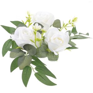 Dekorativa blommor Ljusstake Garland Flower Centerpieces Wedding Ring Artificial Table Rings Plast Rose Holder