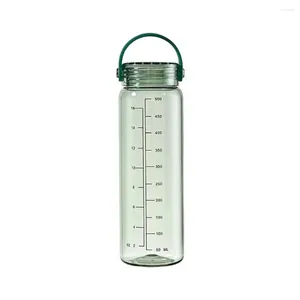 Vattenflaskor Portable Cup med skala 500 ml Läcksäker flaskhandtag för män Kvinnor Ideal Rese Gym Sports High