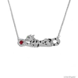 Top Luxury Fine Original 1to1 Designer Necklace for Women S925 Silver Leopard Necklace Womens Full Body Silver Carter Money Leopard Pendant