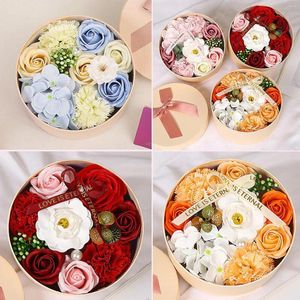 Decorative Flowers Soap Small Round Boxes Gift Mother's Day Christmas Floral Scented Bath Supply Wedding Beautiful Decorations