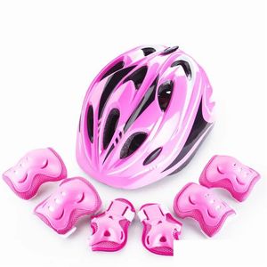 Jogos ao ar livre atividades placa 7pcs skate patinação protetor conjunto meninos meninas crianças skate ciclismo bicicleta capacete de segurança joelho dhbqc