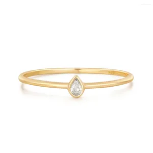 Cluster anéis jóias finas na moda gemstone 14k sólido amarelo ouro moldura pêra corte real diamante waterdrop para mulheres noivado casamento