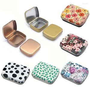 Storage Bottles 1pc Metal Rectangular Empty Mini Tin Box Portable Candy Cases Bins Jar Jewelry Coin Containers Small Organizer