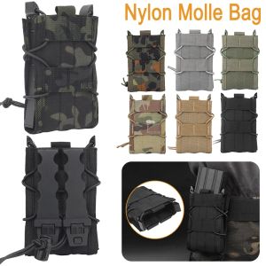 Väskor Magazine Pouch Portable Tactical Single Liten Bag 500D Nylon Molle Mag Holster Pouch för utomhusjakt Vandringsklättring