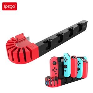 Stands Ipega uppgraderad Joy Con Charger 4 Port Controller Stand Gamepad Charging Dock Station för Nintendo Switch OLED HOLDER CORD Slots