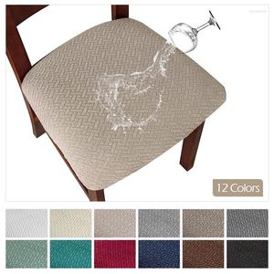 Cadeira cobre assento impermeável capa de almofada estiramento jacquard assentos para sala de jantar removível macio anti-rugas cadeiras decoração de casa