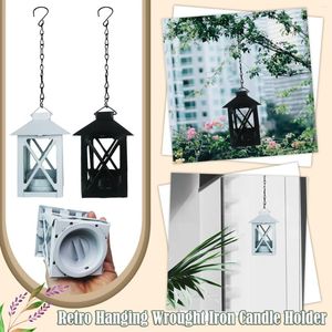 Candle Holders Retro Hanging Wrought Iron Holder European Style Romantic Lamp Decoration Outdoor Camping Exquisite Light