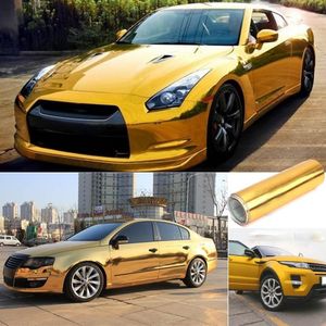 Gold Golden Chrome Mirror Vinyl Wrap Film Car Sticker Decal Bubble Air Release DIY Car Styling 10150cm2515157