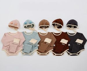 아기 소녀 소년 옷을위한 유아 옷 세트 새로운 가을 겨울 신생아의 옷 바디 수트 로맨 바지 모자 의상 아기 의상 5606774