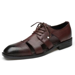 샌들 패션 진짜 가죽 샌들 남자 비즈니스 드레스 샌들 수제 가죽 신발 남자 샌들 리아 Zapatos de Hombre