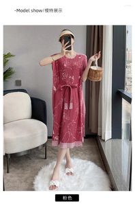 Sukienki imprezowe Sprzedawanie w stylu Miyake plisowana sukienka o nokół splot luźne nieregularne sznurowanie drukowania w magazynie