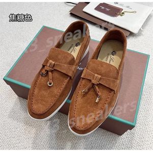 LP Piano Mocassins Mulheres Mens Vestido Sapatos IT Designer Luxo Moda Homens Negócios Couro Flat Low Top Camurça Vaca Couro Oxfords Mocassins Casuais Sapato Preguiçoso 35-45 M42