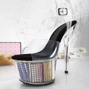 Dansskor 032 PVC Uppre Color High Heel Sandals 17cm /7inch Sexig modellshow och poldans