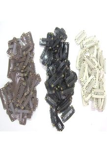 100st Wig Tools Clips Combs Snap Clips With Rubber For Hair Extension Toupee Diy 6 tänder 33 cm svartbrun Blonde4771638