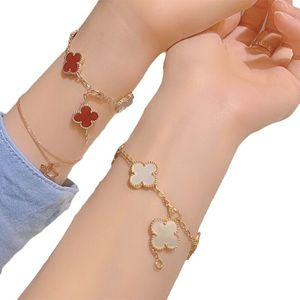 Clover Silver Armband Armband Createur Fashion Jewelry Original Four-Leaf Clover Armband Högkvalitativ flera elektropläterade Agate Stone Armband