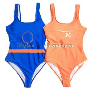 Sexy sem costas maiô feminino letras imprimir roupa de banho de secagem rápida beachwear designer cintura alta maiô