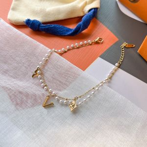 Designer Pearl Chain Anklets Luxury Gold Plated Women Anklets Designade för kvinnor Lyxiga gåva Anklets Nya heta smycken Tillbehör