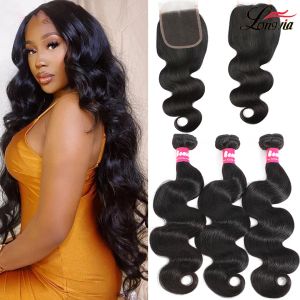 Wefts Body Wave With 4x4 Lace Closure brazilian hair bundles With closure Straight hair bundles with lace closure