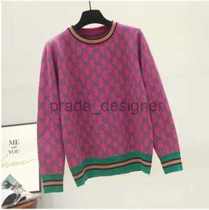 Kvinnors tröjor Autumn och Winter Loose Knit Sweater Pullover Round Neck Geometric Clash Jacquard Casual Jumper T-T22121