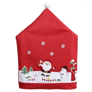 Chair Covers Christmas Cartoon Santa Snowman Pattern Dinning Decor Cover Festive Party Decoration