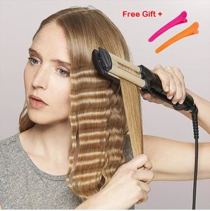 Hårrimper Curling Iron Ceramic Crimpers Wavers Curler Wand Fast Heating 3 Barrels Hair Waver Tools For All Threat Type 240327