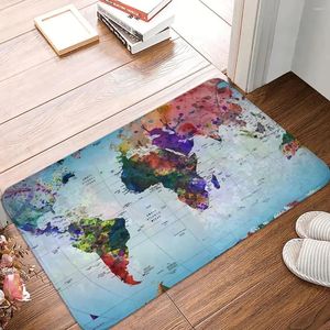 Mattor Retro Bath Mat Map of the World Rug Home Doormat vardagsrum matta utomhusfloormat