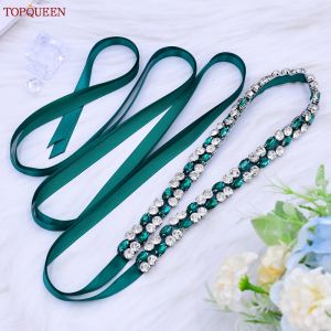 TOPQUEEN Multiple Styles Green Belt With Diamonds Bridal Wedding Accessories Rhinestone Women'S Dresses Evening Girdles S30