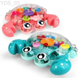 Electric/RC Animals New Electric Transparent Gear Crab Robot LED Music Walking Educational Funny Interactive Toy Birthday Gift Christmas Present YQ240402