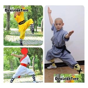 Gym Clothing Sets/Suits 2021 Kids Men Boys Kick Boxing Uniforms Shaolin Martial Arts Sets Chinese Kungfu Traditional Wushu Suits Per Dhwgd