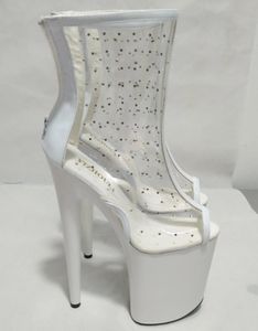 Dance Shoes 20 Cm High Heel Boots Sexy Sequins Black Platform Transparent Club Fashion Women's