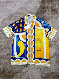 Sommerliche exquisite bedruckte Hemden für Herren, hochwertiges Seidenmaterial, US-Größe, Luxus-Designerhemden