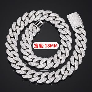 Luxus-Halskette für Männer und Frauen, 18 mm, 40,6–71,1 cm, vergoldet, Voll-CZ-Eis-Out-Kubanische Kette, Halskette, 7/8-Zoll-Armbandglieder, für Männer und Frauen, Hip-Hop-Schmuckgeschenk