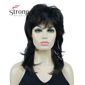 Wigs StrongBeauty Synthetic Wig Long Soft Fluffy Shag Black Highlighted Heat Resistant Hair Wigs