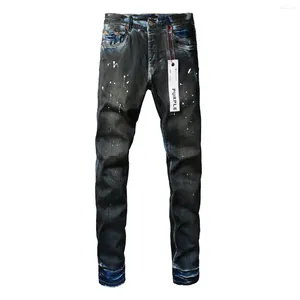 Męskie dżinsy fioletowe marka męskie High Street Black Pants olejna farba jeansowa moda moda hip hop
