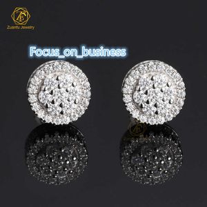 Orecchini a bottone occidentali personalizzati con diamanti Moissanite VVS in argento sterling 925 con gioielli Hip Hop