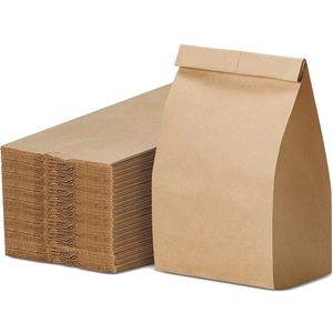 Paper Lunch Bags 50/100PCS Brown Kraft Paper Sand Bags for Bread Snack Small Paper Grocery Bags Food Packaging Take Away Bag 240322