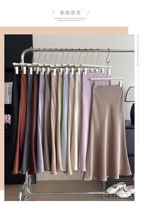 Elegant Womens Skirts High Waist Silk Satin Aline Skirt Lady Fashion Solid Color Purple Long for Women 2024 240323