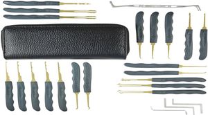 GOSO 24-teiliges Dietrich-Werkzeug-Set, Lockpicking-Werkzeuge, Entriegelungs-Dietrich-Werkzeuge, Auto-Schlossöffner, Schlosser-Werkzeuge mit Lederetui. 5011329